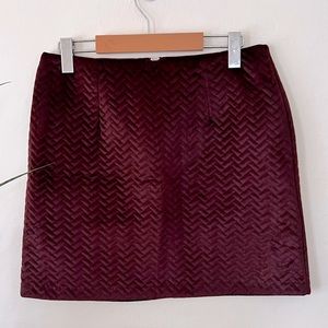 Black Tape brand velour/velvet mini skirt size medium, burgundy/merlot colour